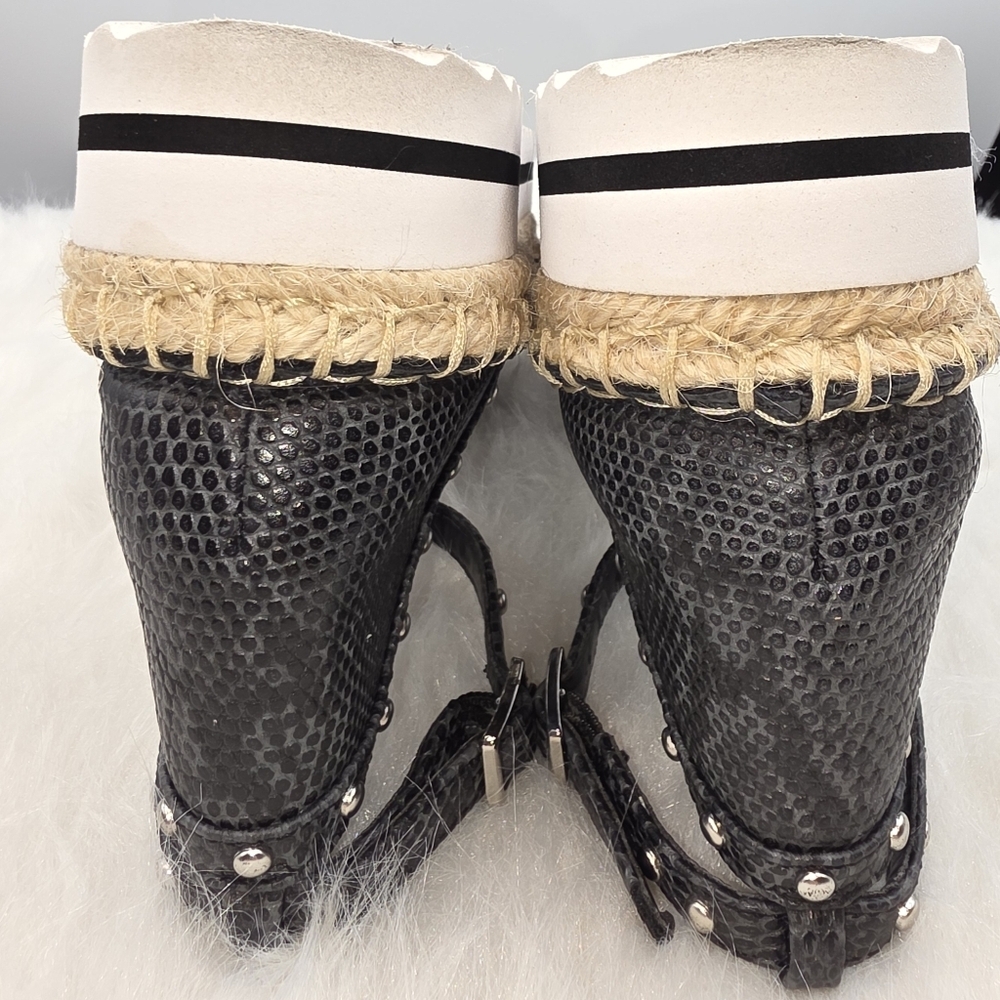Jennifer Lopez Black Snakeskin Studed Espadrilles Size 7.5 - Picture 7 of 12